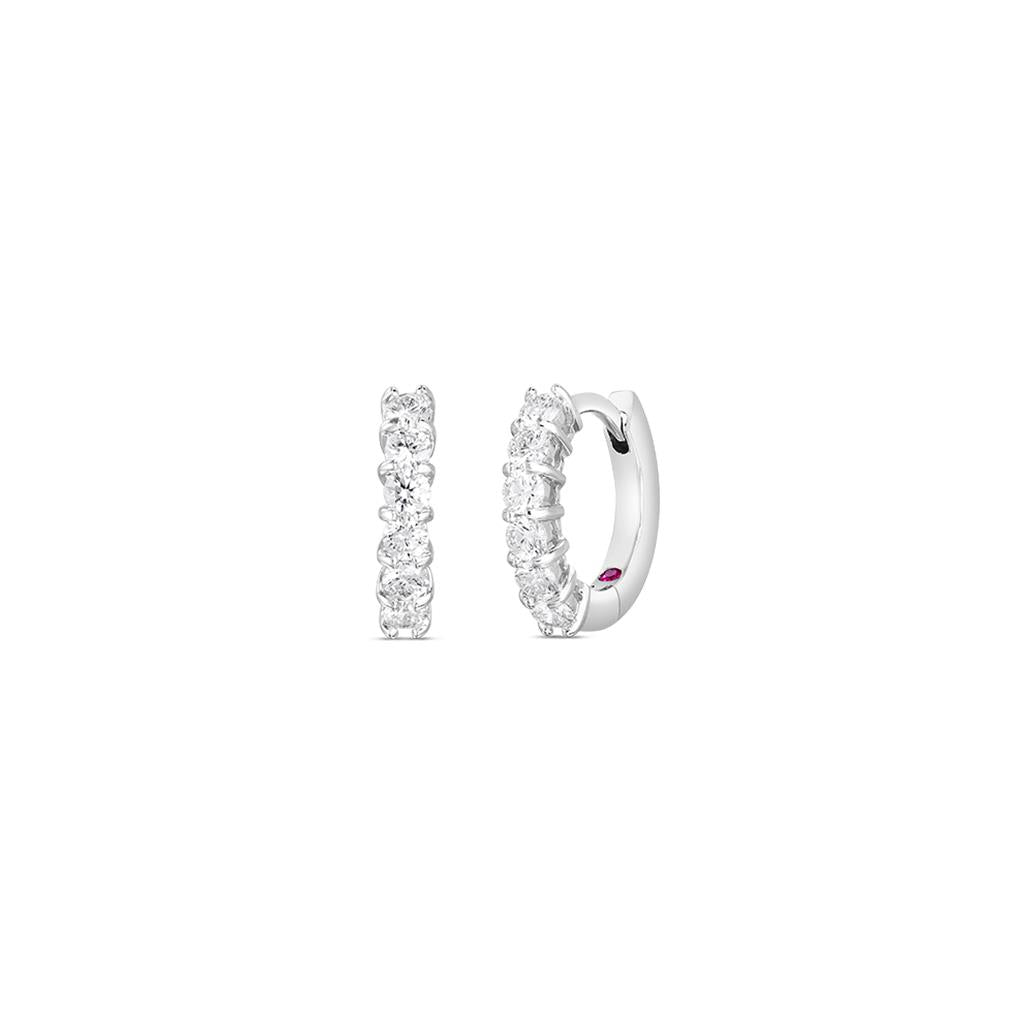 Roberto Coin perfect diamond hoop huggie earrings white gold
