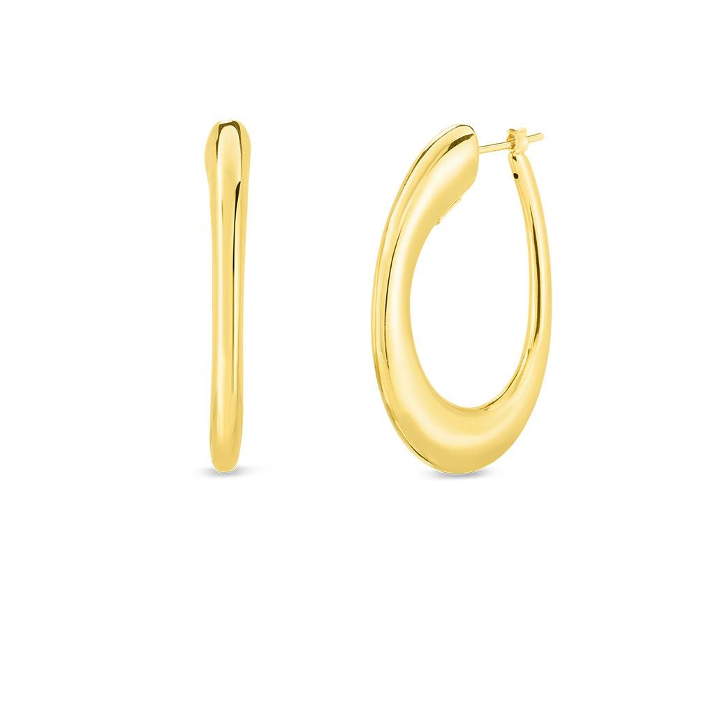 Roberto Coin tapered contour hoop earrings in yellow gold