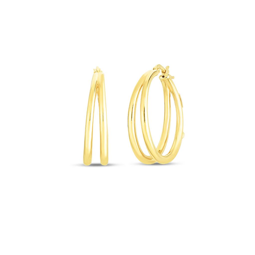 Roberto Coin Double hoop earrings in 18k yellow gold at Victoria Jones Jewelry Amarillo