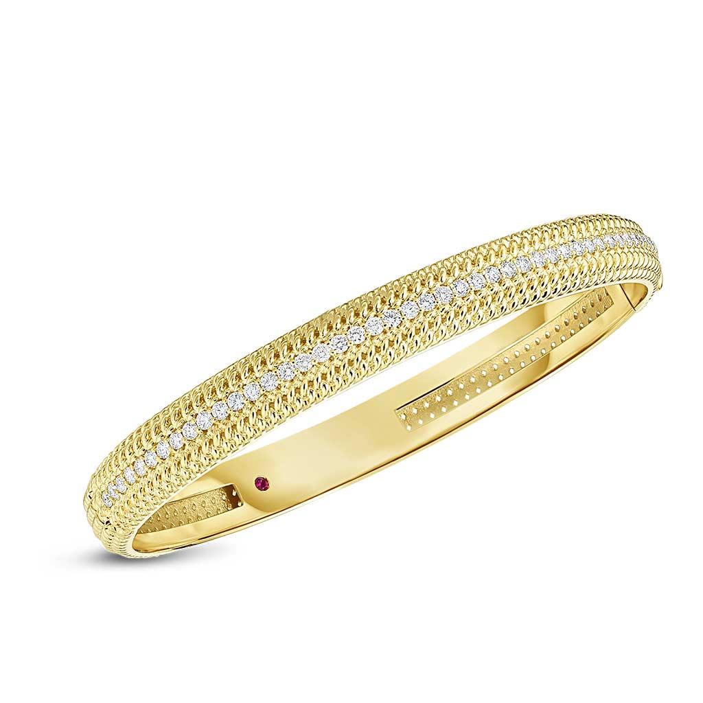 Roberto Coin Opera diamond bangle bracelet in 18k yellow gold