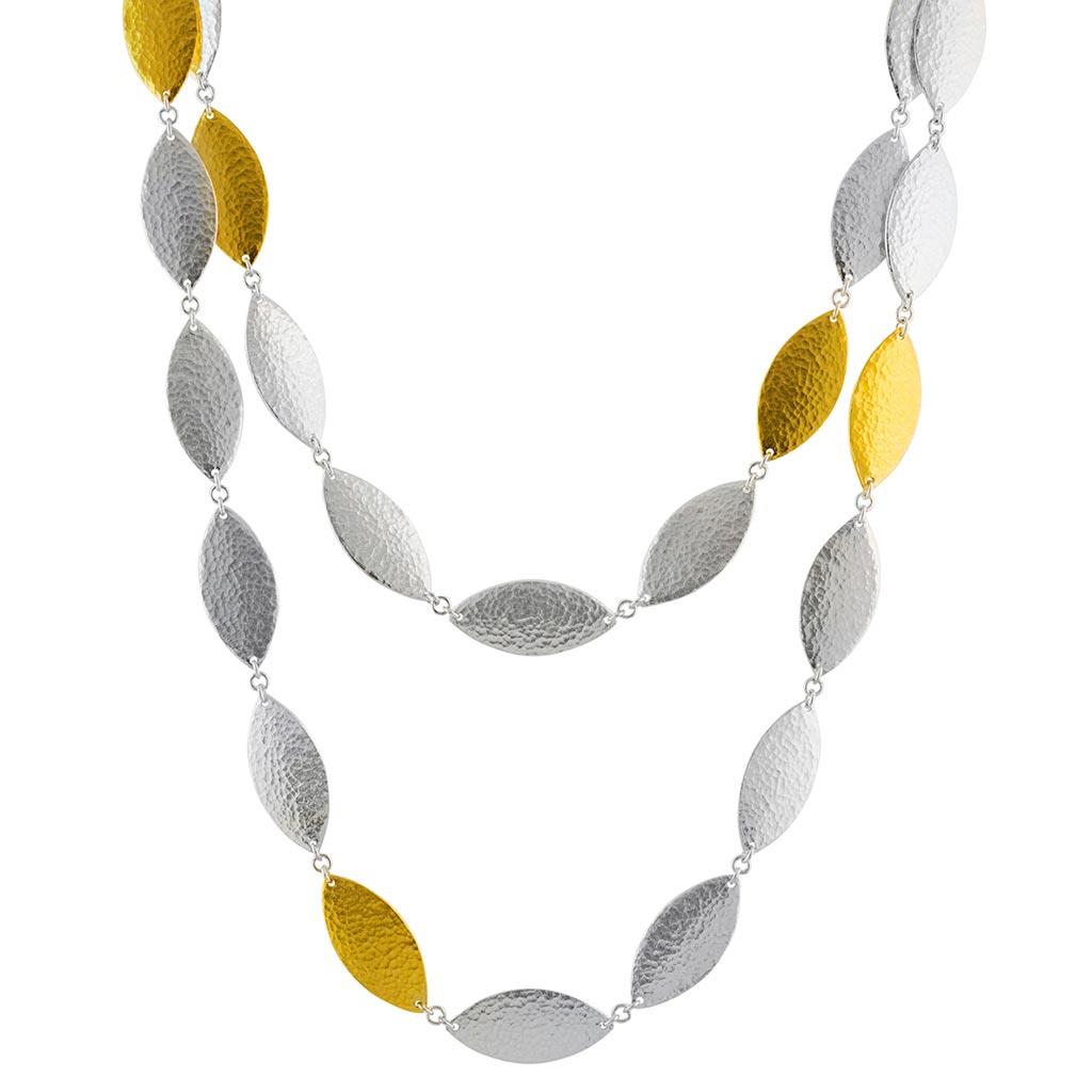 Gurhan large willow flake necklace in sterling silver and 24k gold overlay