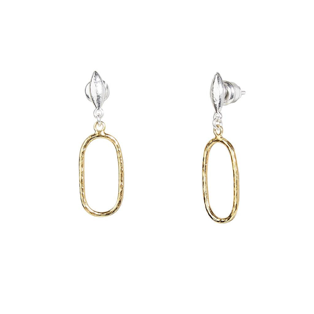 Gurhan small oval dangle earrings in sterling silver and 24k yellow gold overlay