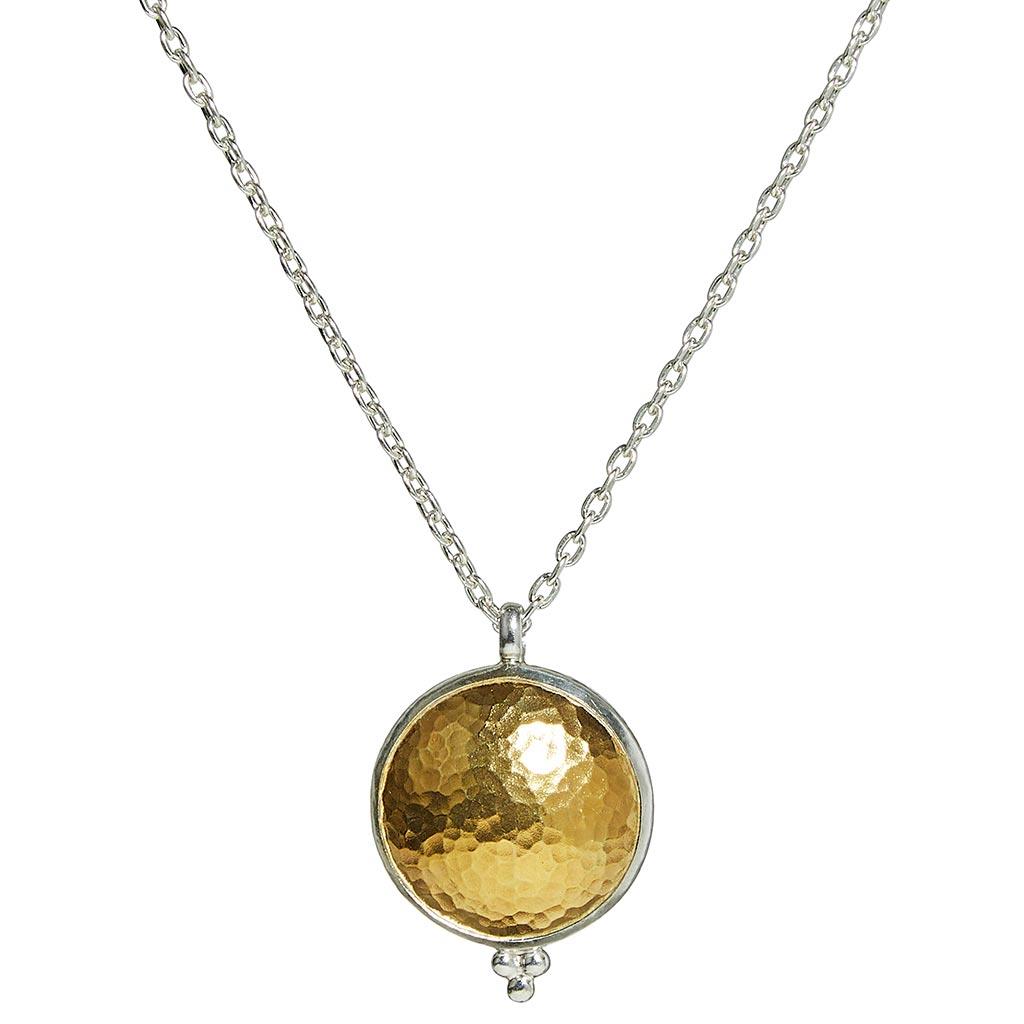 Gurhan large amulet necklace in two-toned sterling silver 24k gold overlay