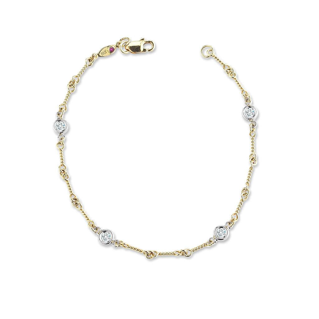Roberto Coin dogbone diamond by the inch bracelet in yellow gold available at Victoria Jones Jewelry Amarillo