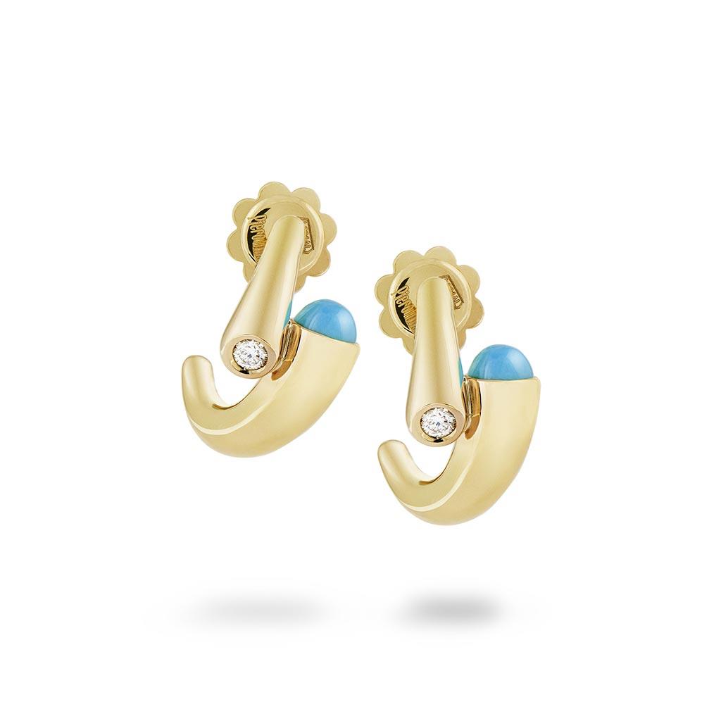Piero Milano turquoise and diamond huggie earring