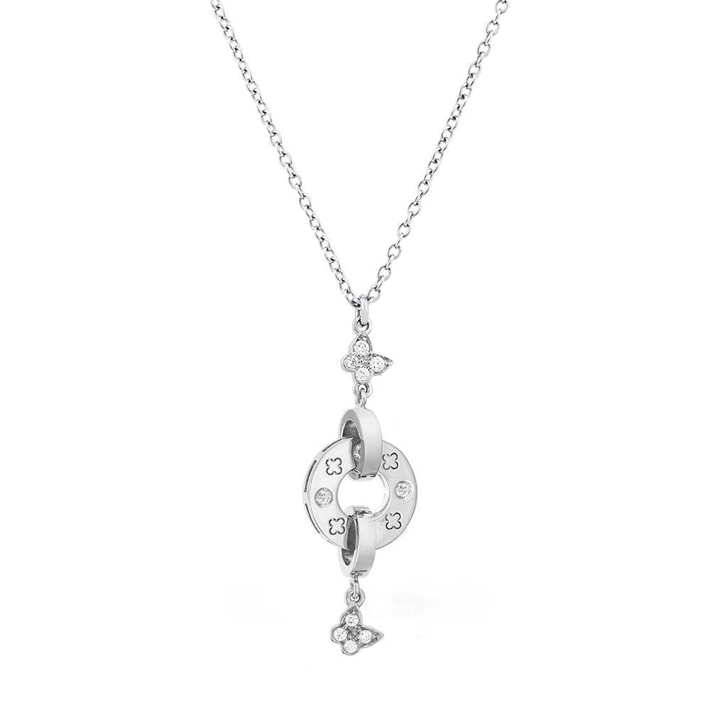 Piero Milano white gold circle diamond dangle necklace