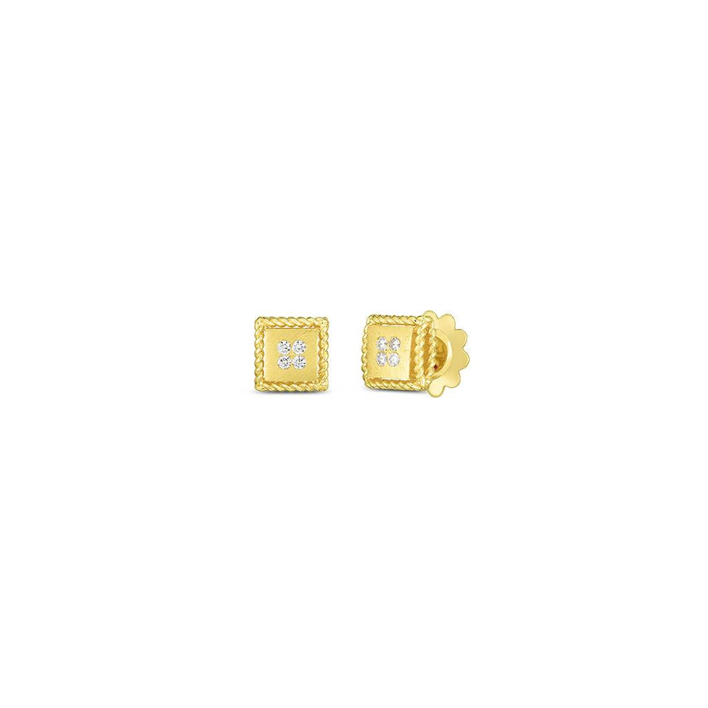 Roberto Coin square diamond ear studs