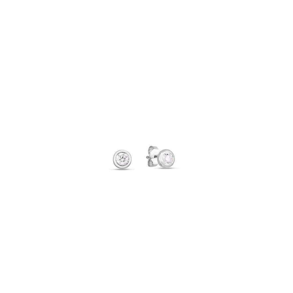 bezel set diamond stud earrings white gold