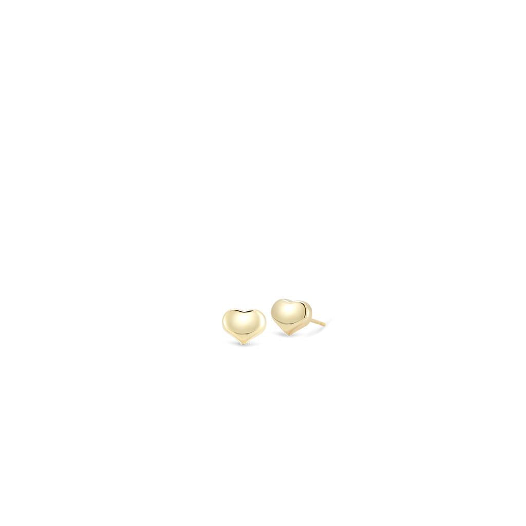 yellow gold heart stud earrings 