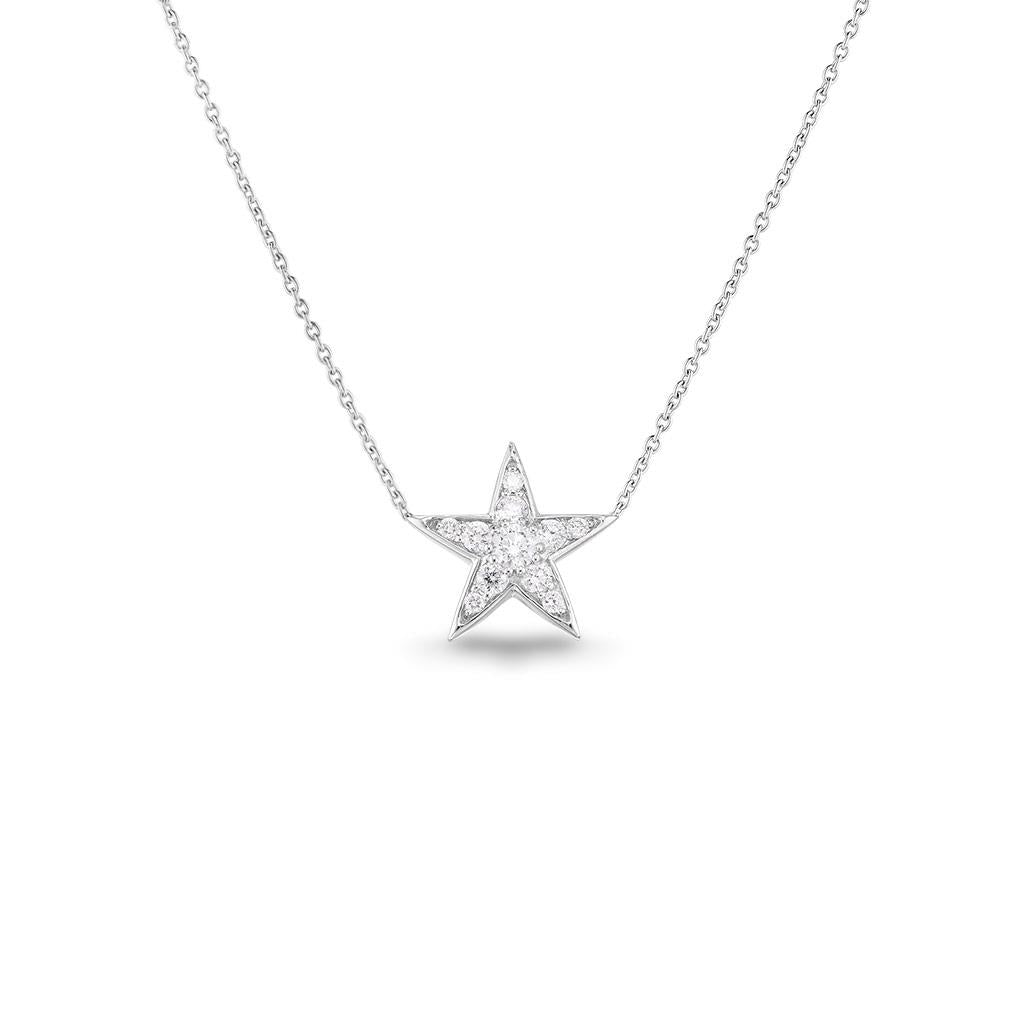 Roberto Coin tiny treasure diamond star necklace in white gold