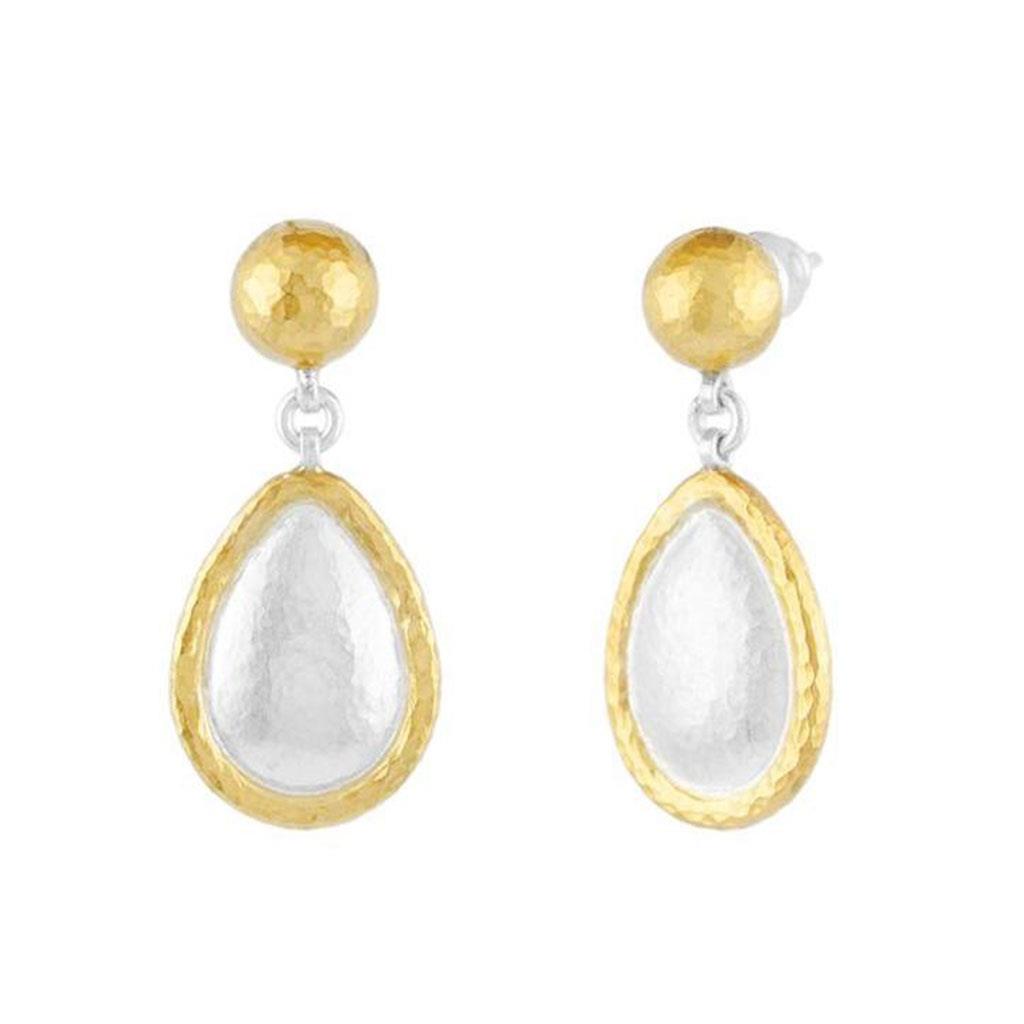 two toned drop pear earrings