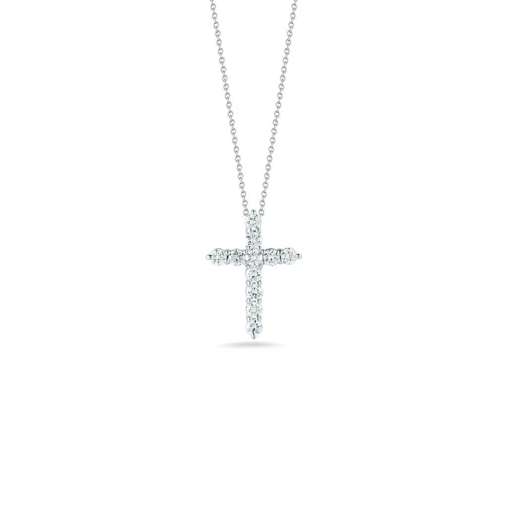 diamond cross 18k white gold necklace roberto coin