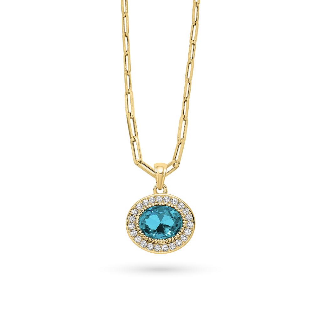 14k yellow gold appatite diamond halo pendant