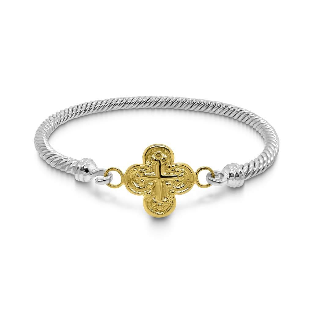 Two-toned Cross Cable Bangle