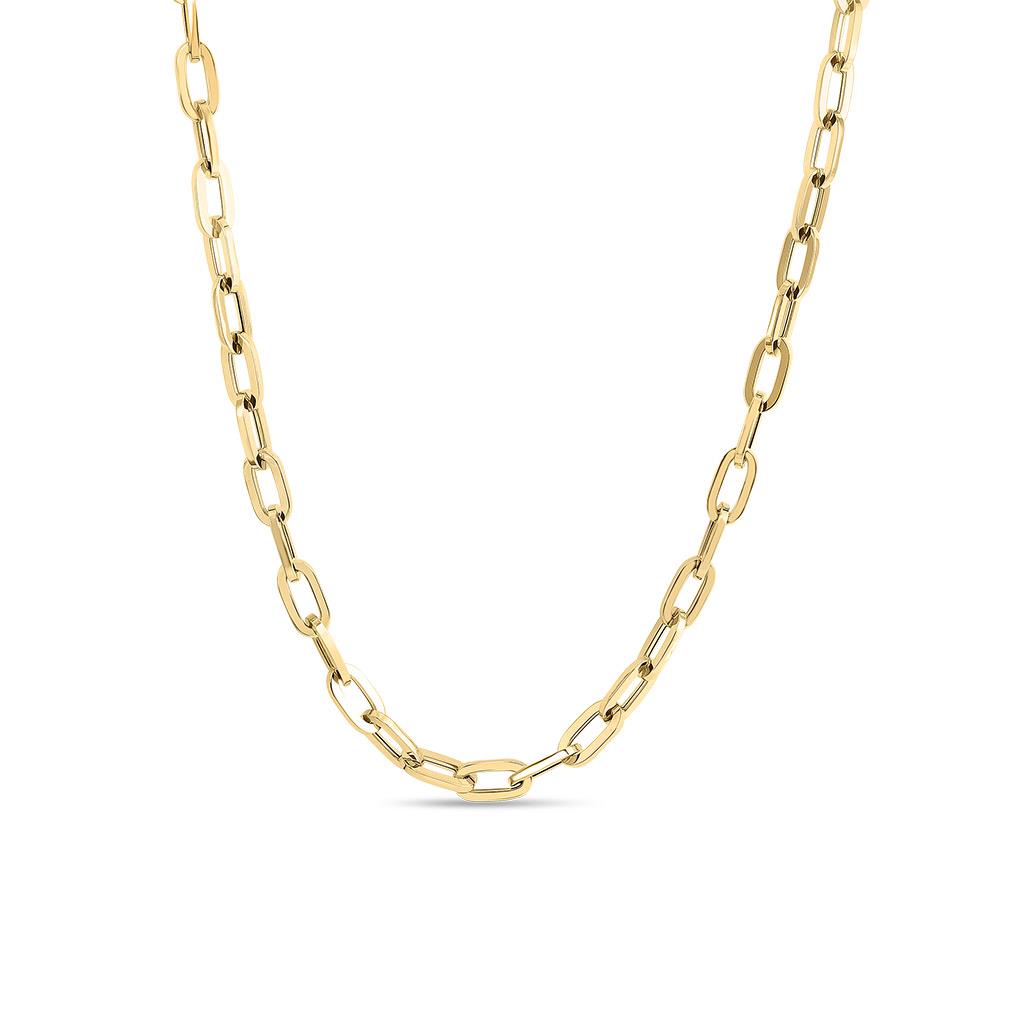 heavy gauge paperclip link necklace in 18k yellow gold