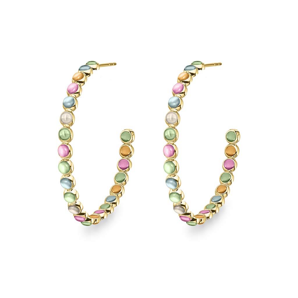 multi color 14k yellow gold hoops 