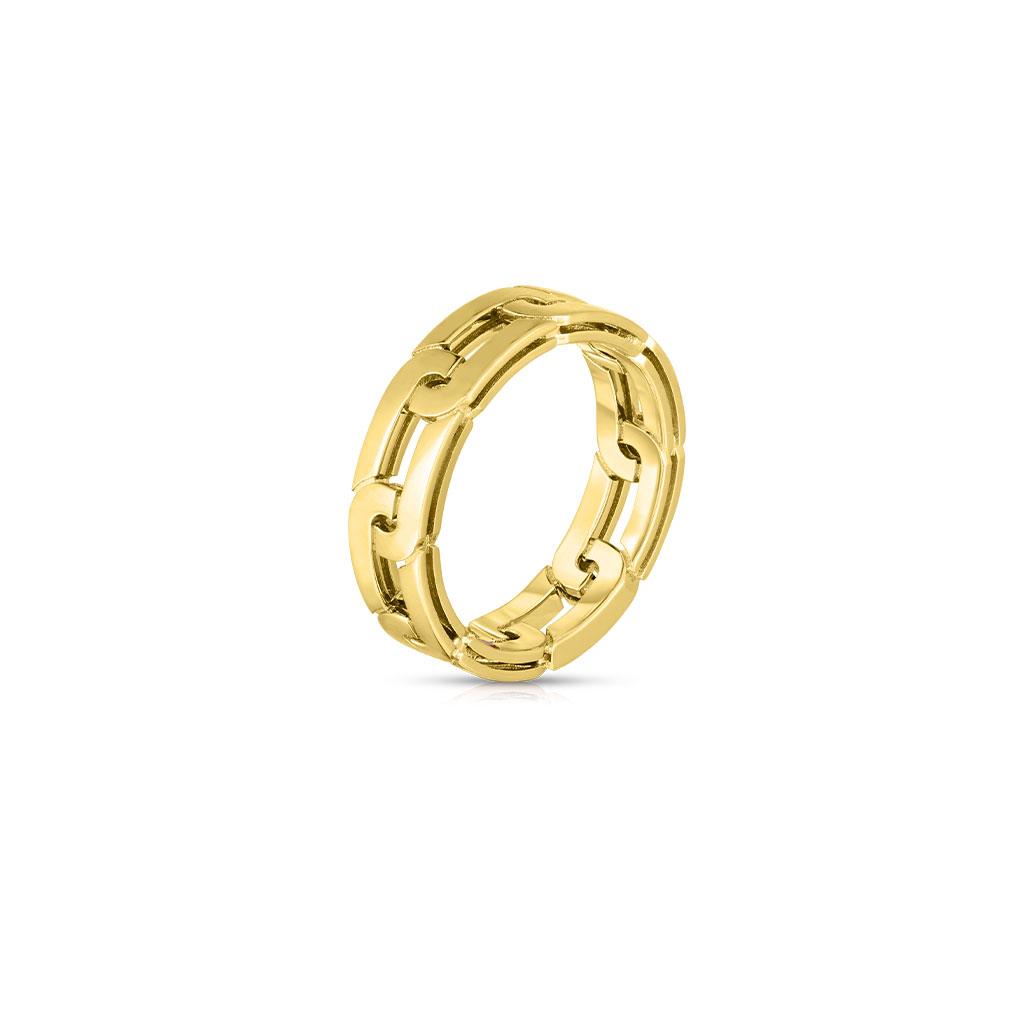 18k yellow gold link ring roberto coin