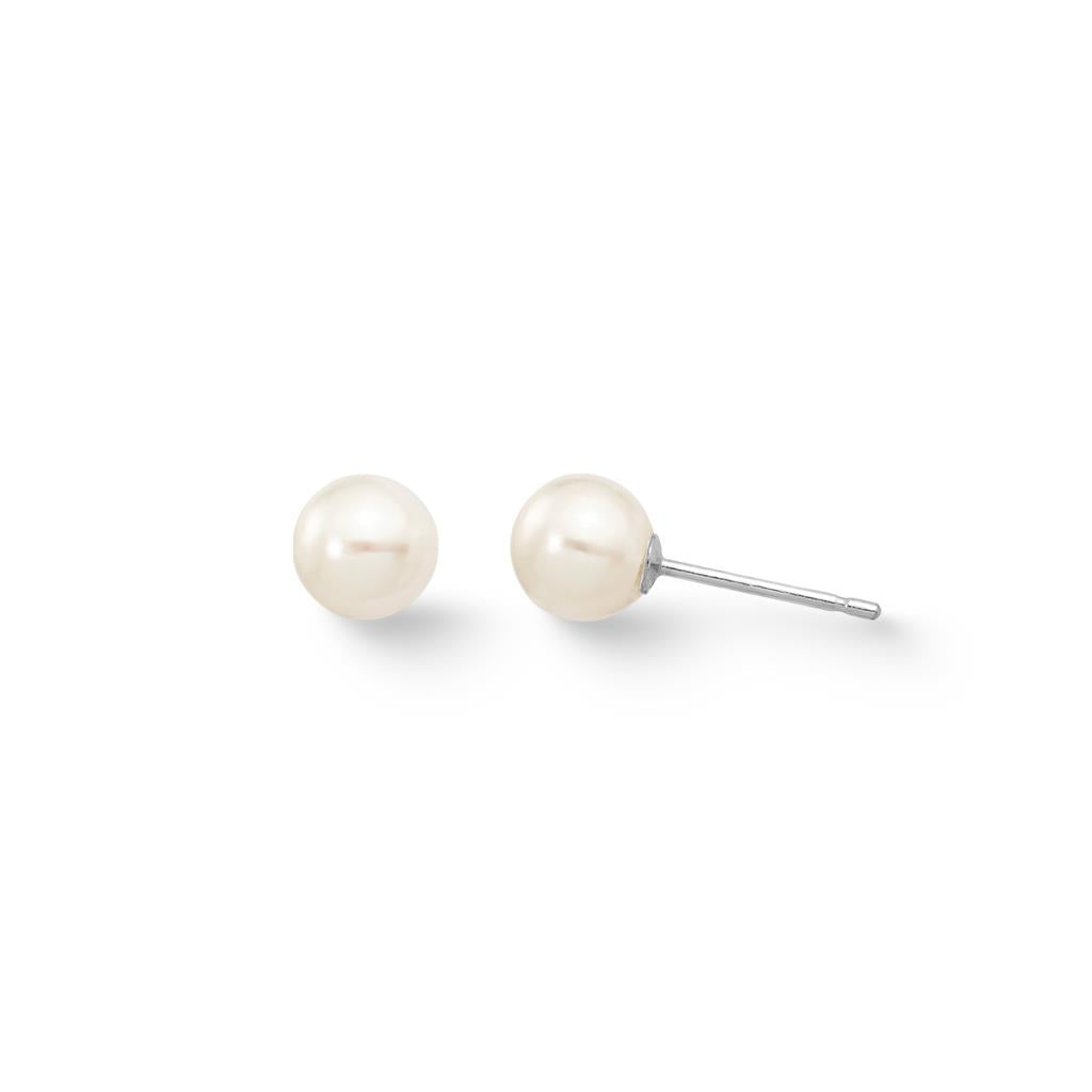 Freshwater pearl studs in white gold