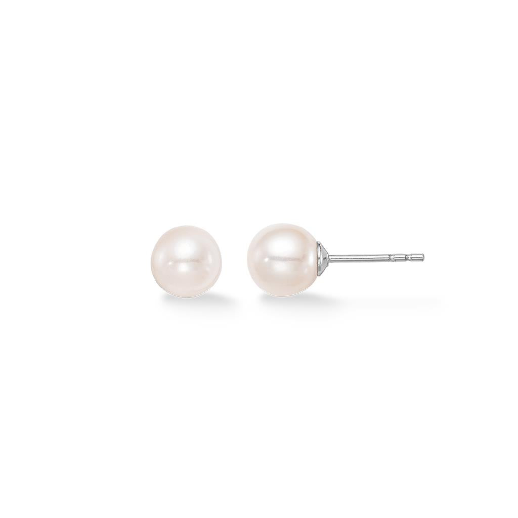 14k white gold fresh water pearl stud earrings