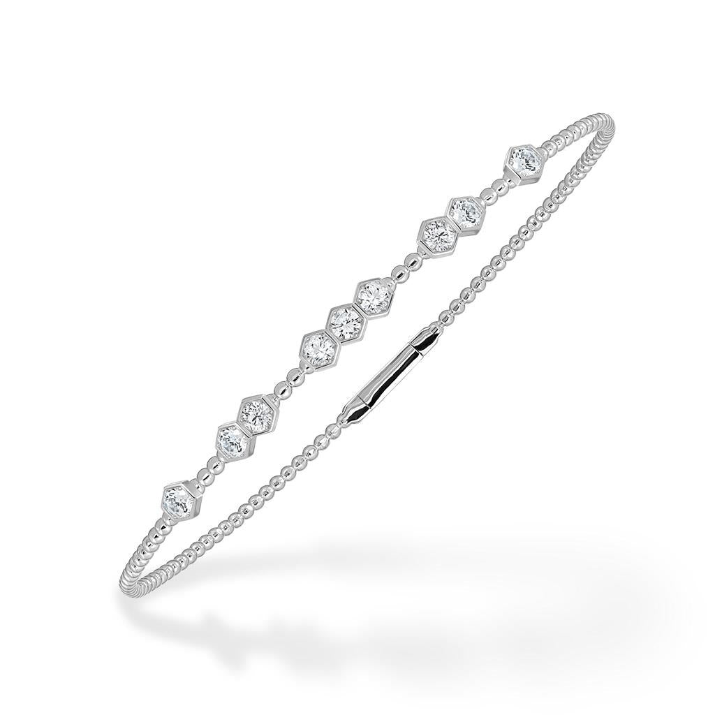 14k white gold bracelet diamond bezel stations