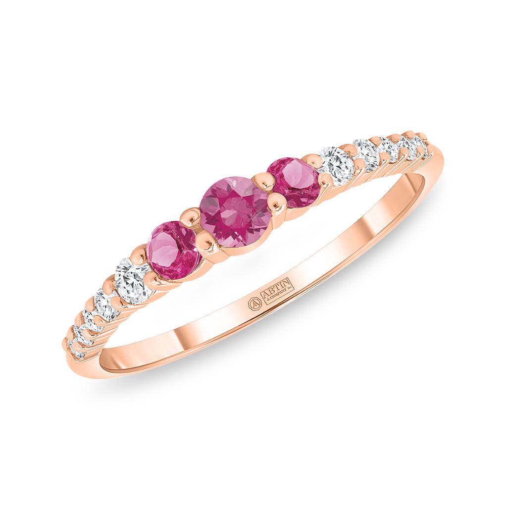 pink sapphire and diamond rose gold stacker ring