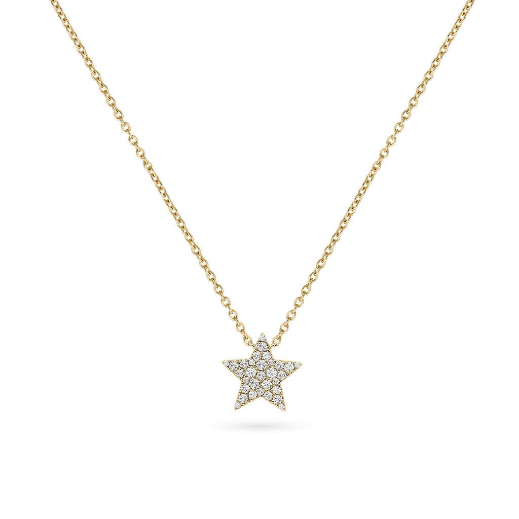 14k yellow gold diamond cluster star pendant stationery