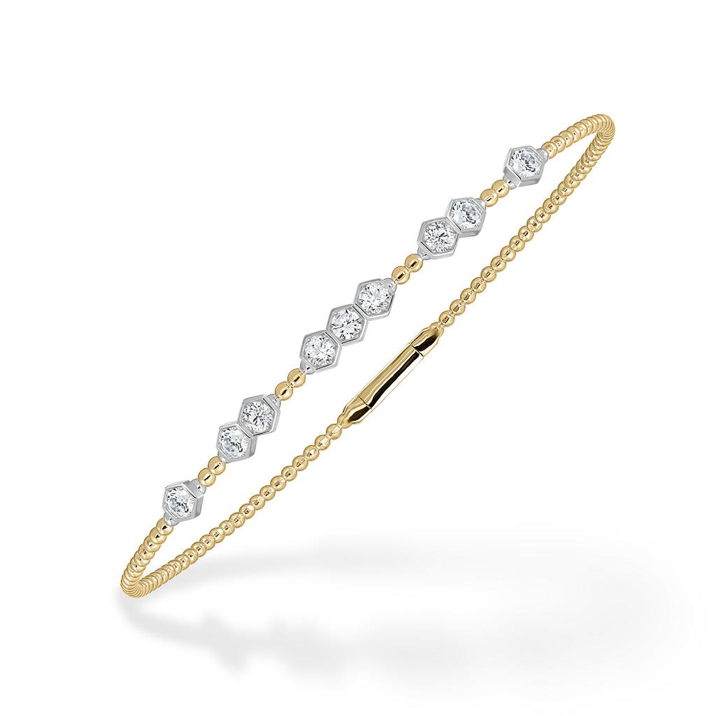 14k yellow gold diamond bezel station bracelet 