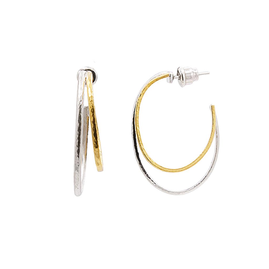 gurhan two tone double hoop sterling silver yellow gold