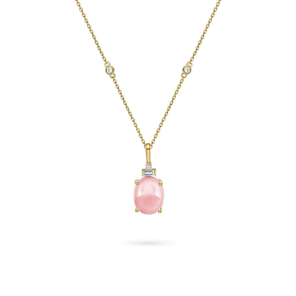 Rose quartz diamond necklace deals