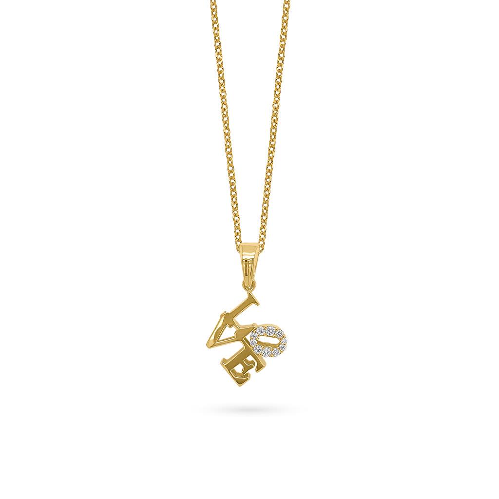 18k yellow gold love diamond pendant