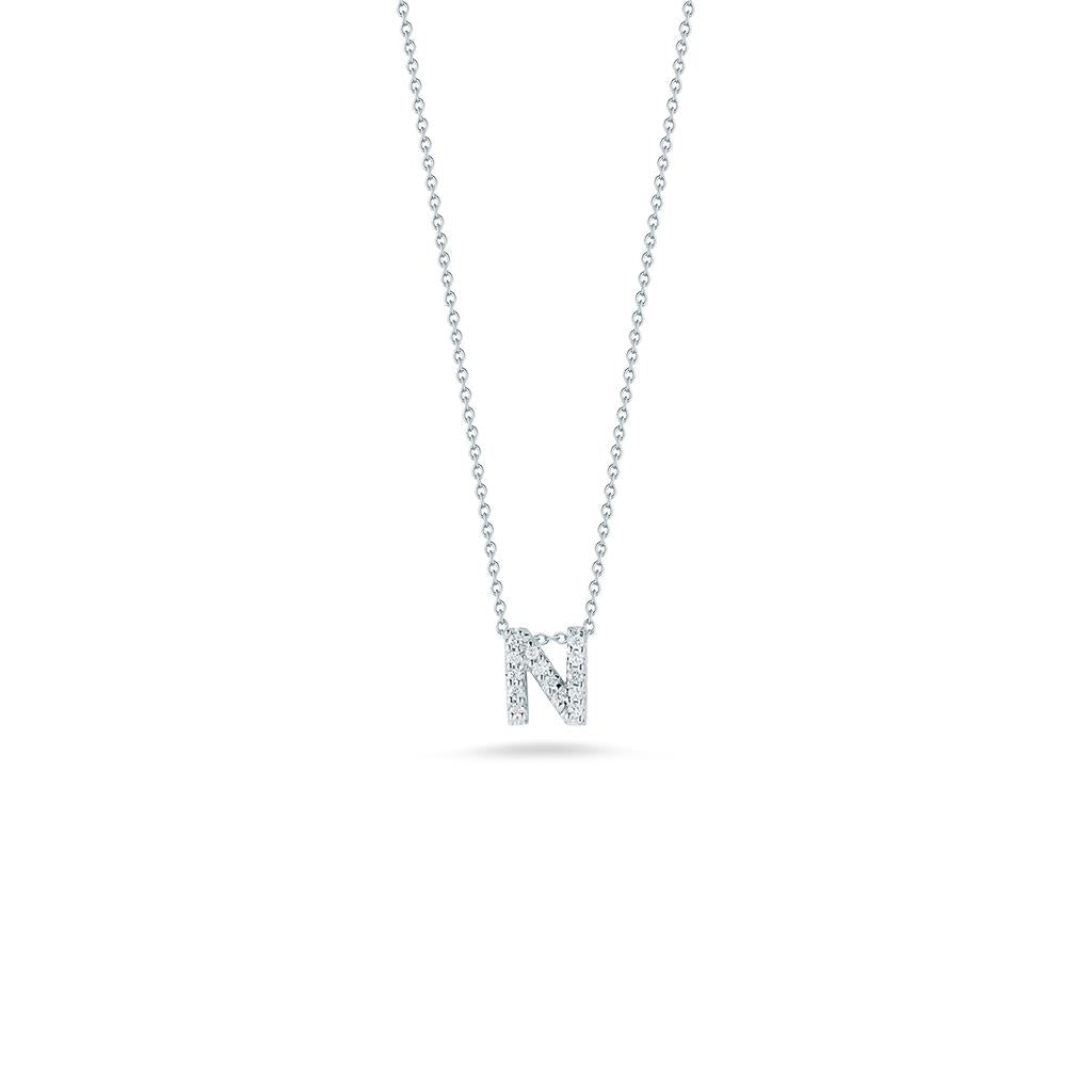 Roberto Coin White Gold Diamond Initial Pendant Necklace, V